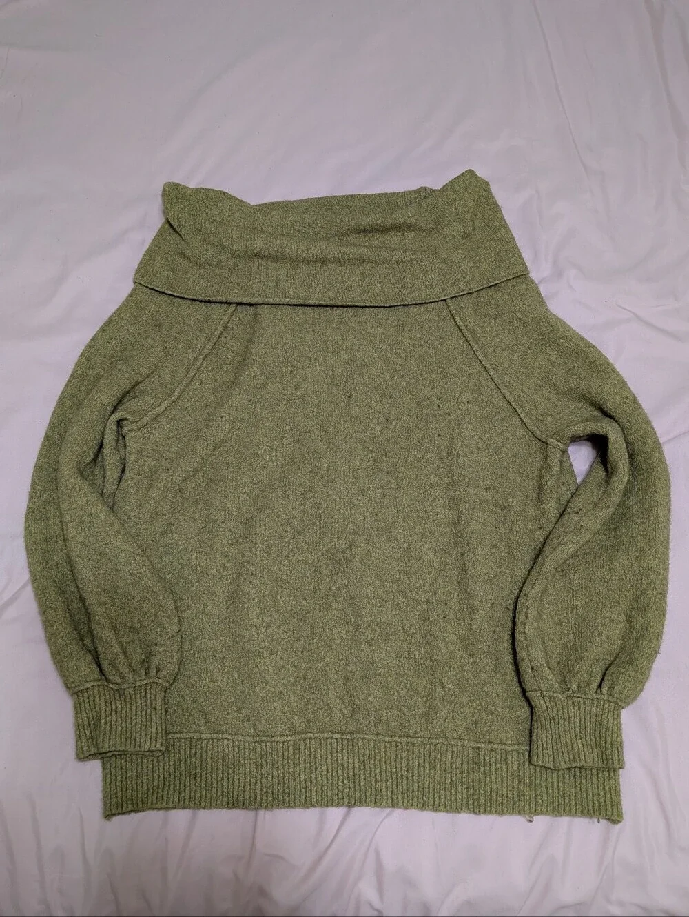 Free People Olive Green Off-the-Shoulder Knit Sweater